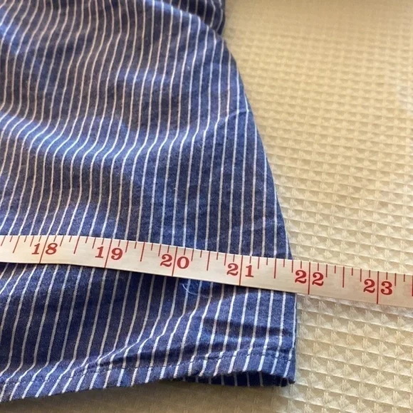 BEACH Lunch Lounge Collection Cotton Faux Wrap Shirt SzM Blue White Pin Stripe - Picture 11 of 16